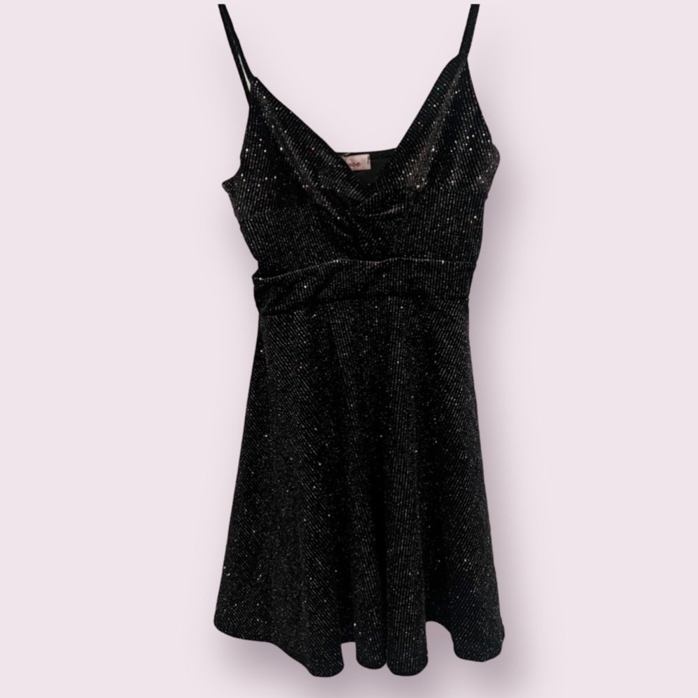 💎 Black Sleeveless Sparkly Velvet Flare Mini Party Dress 🪩